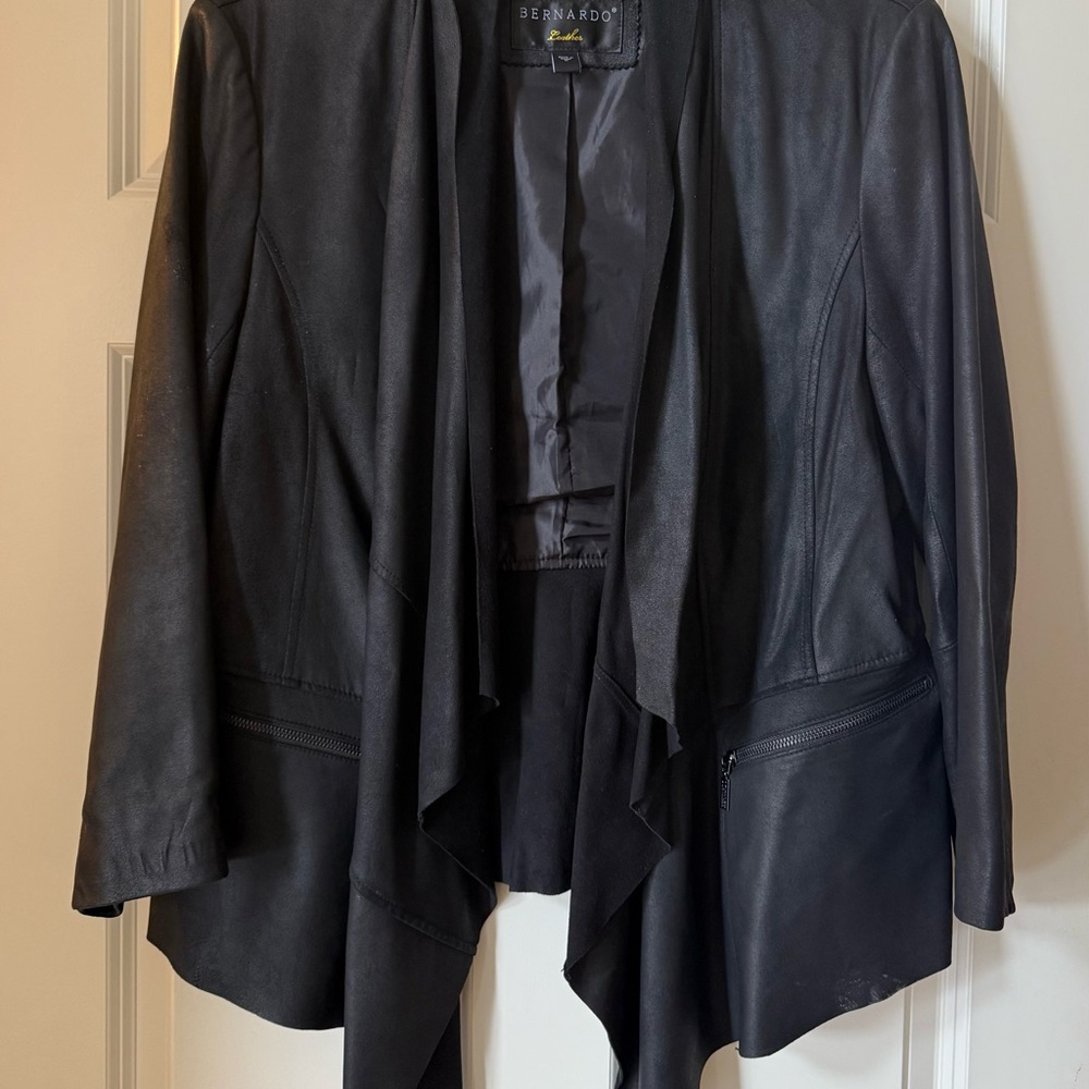 Bernardo Women's Leather Black Draped Jacket